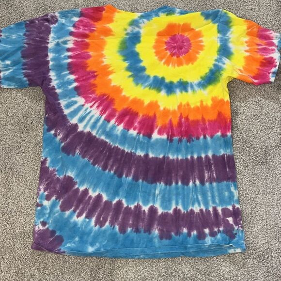 Vintage Ben Jerrys Unisex Tie Dye Spell Out Vermont Ice Cream Rainbow Tee shirt - Picture 3 of 3